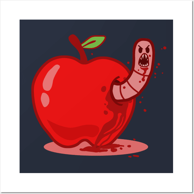 Worm vs Apple Wall Art by bigbadrobot